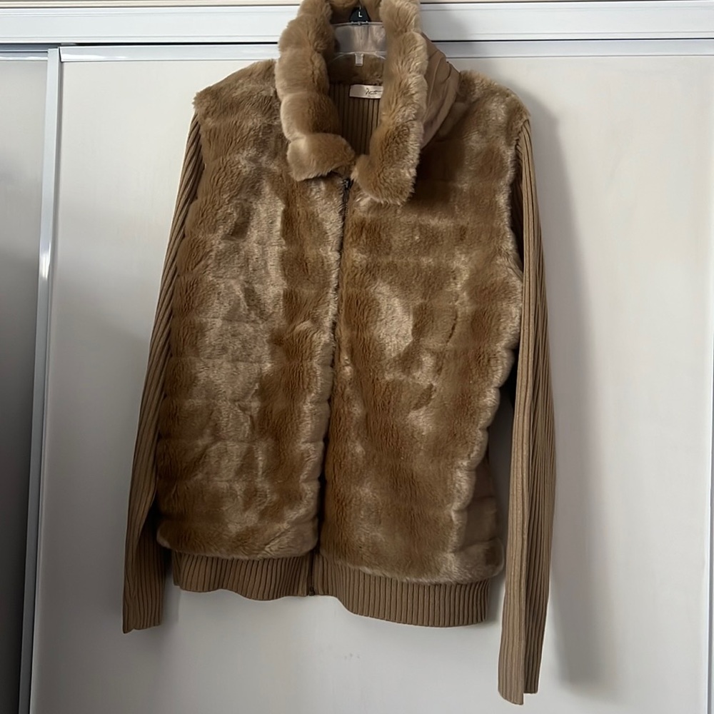 Faux Fur zip up Cardigan Sweater